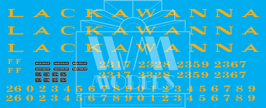 HO Scale Lackawanna MU High Roof Trailer Coach Decals